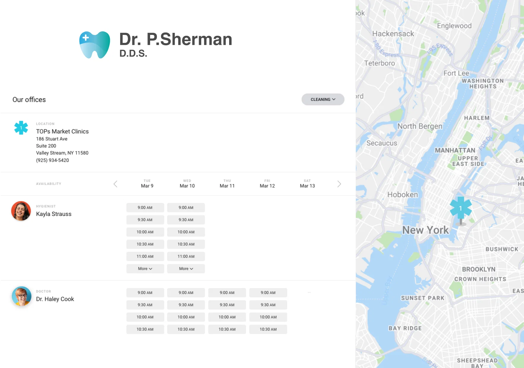 Dr. P. Sherman Dental online scheduling with NexHealth