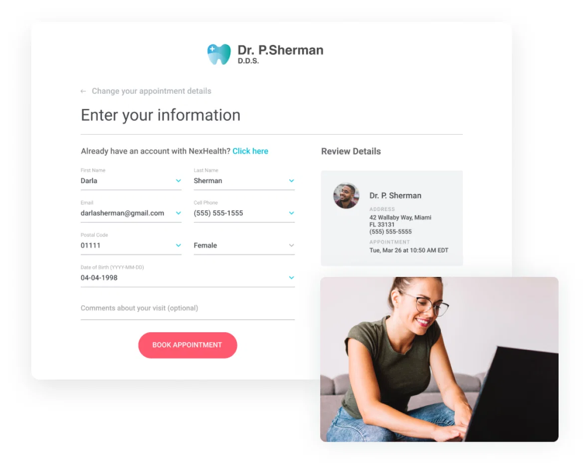 photo of a patient booking an appointment in her home