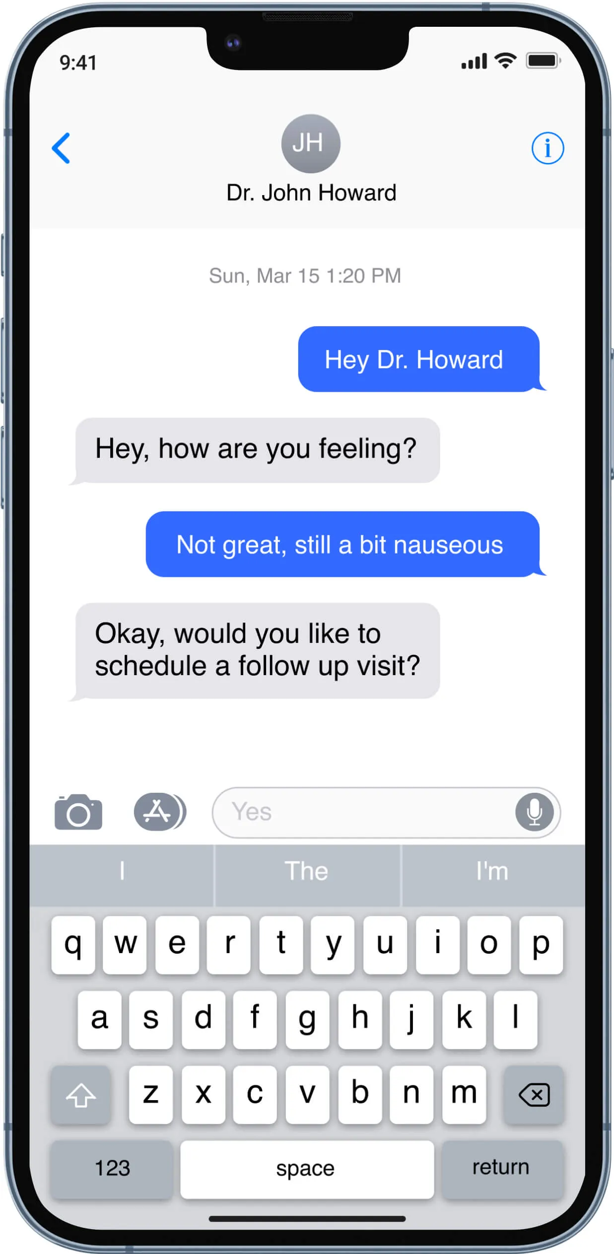 nexhealth two way texting and email device mockup
